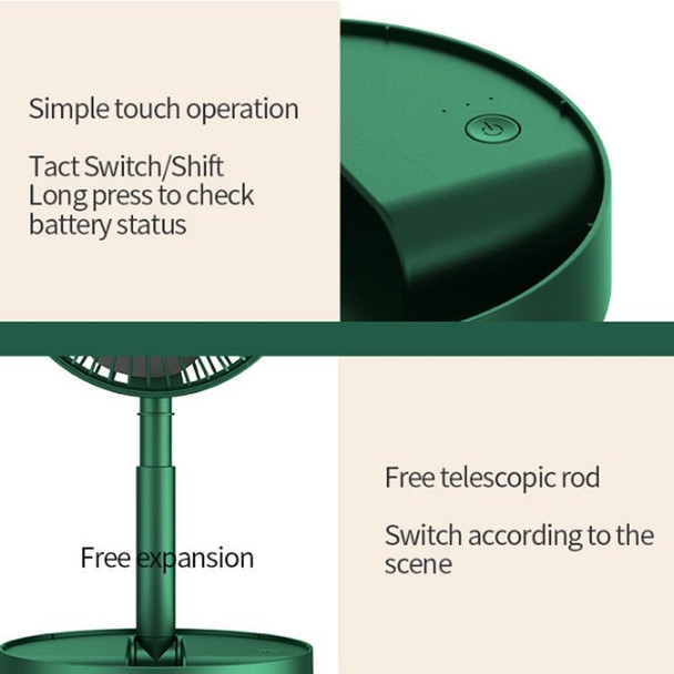 Portable Folding Fan  Retractable Floor Standing Fan,Style: Rechargeable (Green)