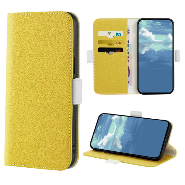 Candy Color Litchi Texture Leatherette Phone Case - iPhone XS / X(Yellow)