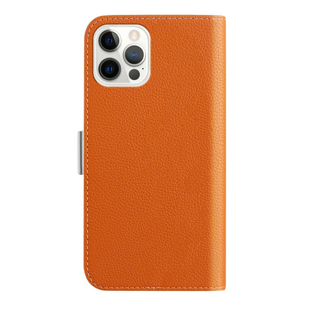 Candy Color Litchi Texture Leatherette Phone Case - iPhone 13 Pro Max(Orange)