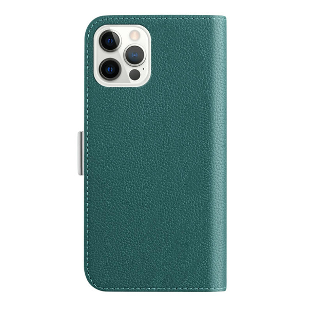 Candy Color Litchi Texture Leatherette Phone Case - iPhone 13 Pro Max(Dark Green)