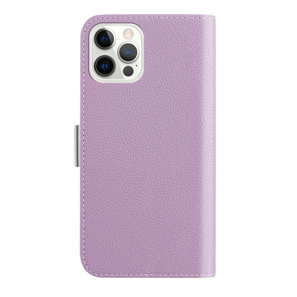 Candy Color Litchi Texture Leatherette Phone Case - iPhone 13 Pro(Light Purple)