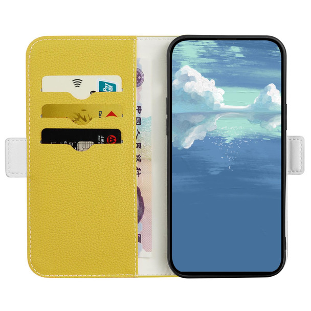 Candy Color Litchi Texture Leatherette Phone Case - iPhone 13 Pro(Yellow)