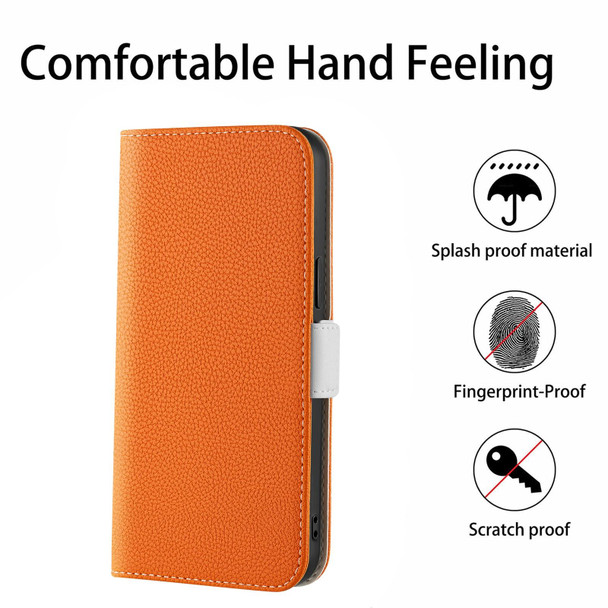 Candy Color Litchi Texture Leatherette Phone Case - iPhone 13 mini(Orange)