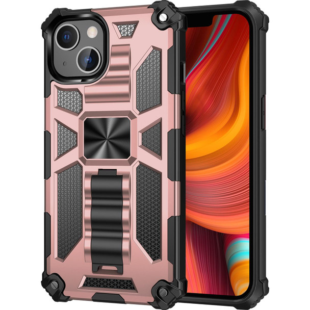 Armor Shockproof TPU + PC Magnetic Protective Case with Holder - iPhone 13 Pro(Rose Gold)