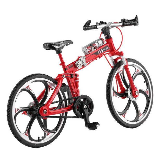 1:8 Scale Simulation Alloy Bicycle Model Mini Bicycle Toy Decoration(Folding-Red)