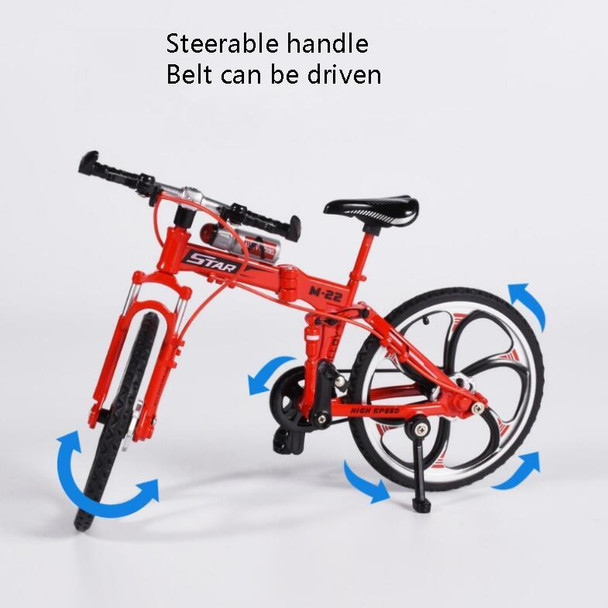 1:8 Scale Simulation Alloy Bicycle Model Mini Bicycle Toy Decoration(Folding-Red)
