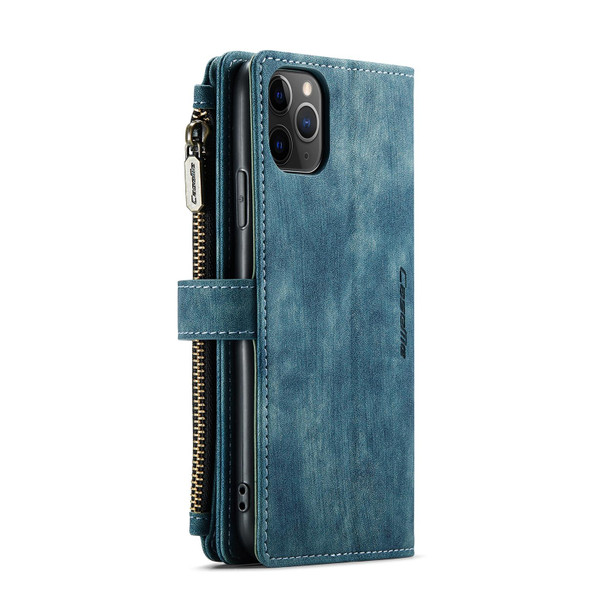 CaseMe-C30 PU + TPU Multifunctional Horizontal Flip Leatherette Case with Holder & Card Slot & Wallet & Zipper Pocket - iPhone 11 Pro Max(Blue)