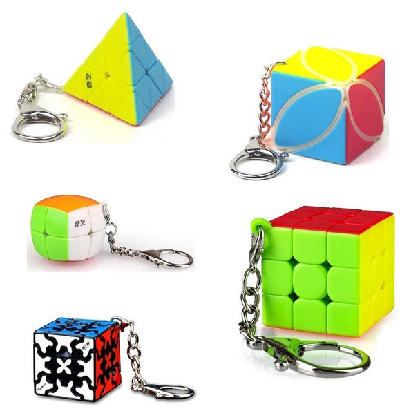 2 PCS Mini Keychain Rubik Cube Decompression Toy Second-order Keychain