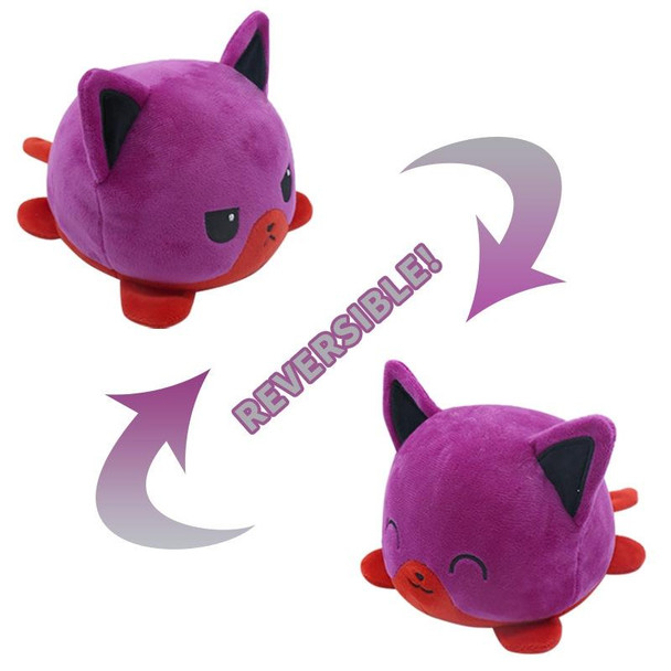 2 PCS Cute Plush Flip Toy Double-Sided Doll(Purple Red Kitten)
