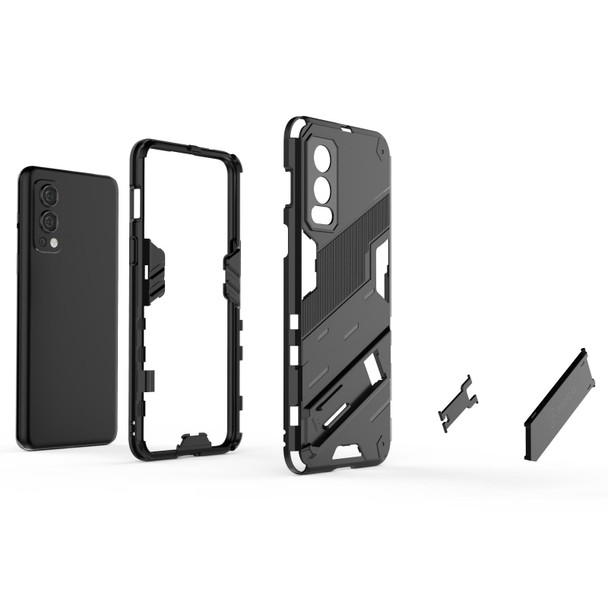 OnePlus Nord 2 5G Punk Armor 2 in 1 PC + TPU Shockproof Case with Invisible Holder(Black)