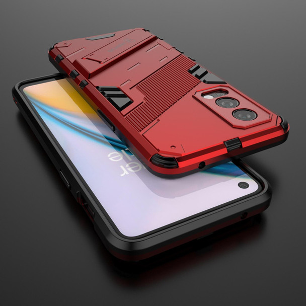 OnePlus Nord 2 5G Punk Armor 2 in 1 PC + TPU Shockproof Case with Invisible Holder(Red)