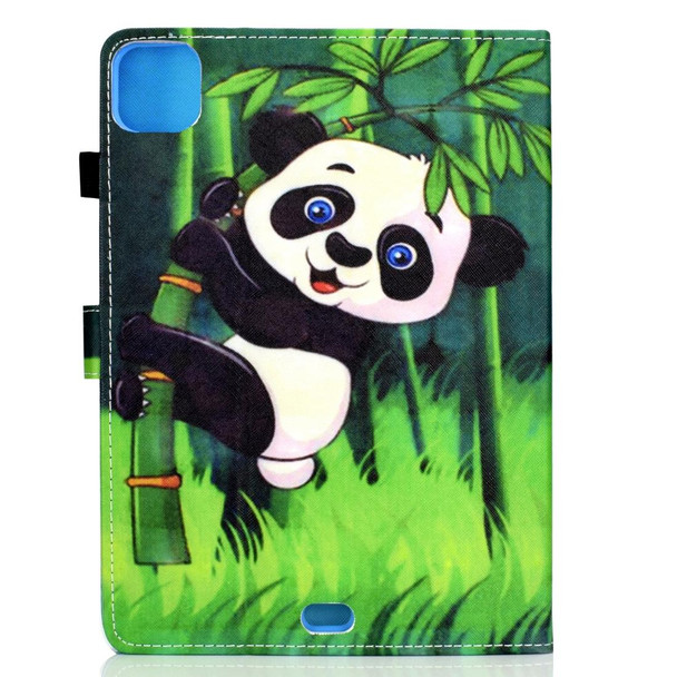 iPad Air 2022 / 2020 10.9 Colored Drawing Stitching Horizontal Flip Leather Case, with Holder & Card Slots & Sleep / Wake-up function(Panda)