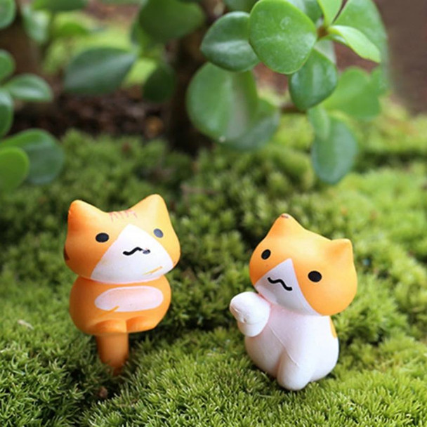 2 Sets Fleshy Flower Pot Moss Micro Landscape Doll Cute Cat Decoration Doll Cake DIY Assembly Ornaments