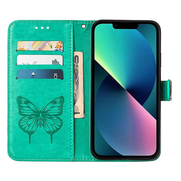 Embossed Butterfly Leatherette Phone Case - iPhone 14 Max (Green)