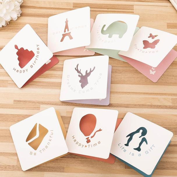 100 PCS Cute Hollow Cartoon Greeting Card(Thankful)