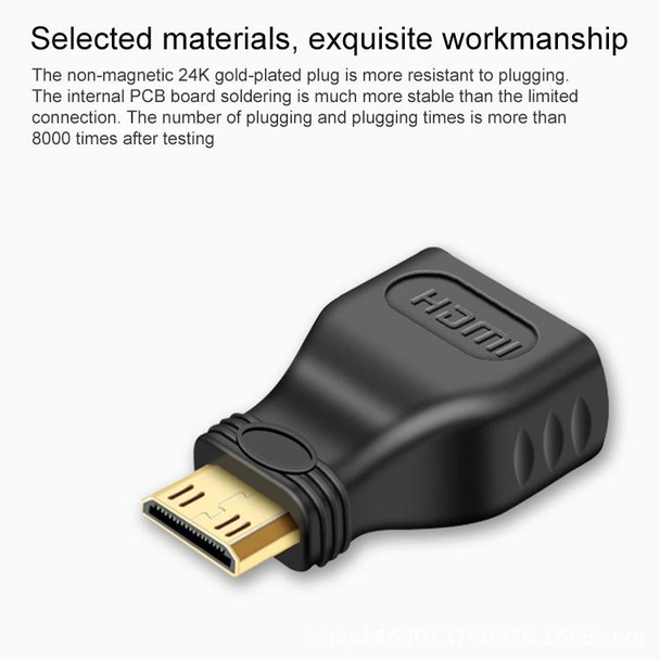 Gold Plated Mini HDMI Male to HDMI 19 Pin Female Adapter(Black)