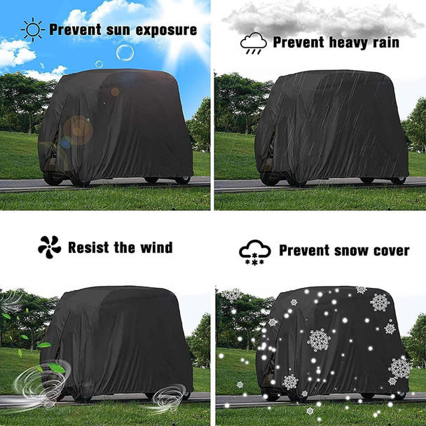 210D Oxford Cloth Golf Cart Cover Scooter Kart Dust Cover, Specification: 242 x 122 x 168 cm(Black)