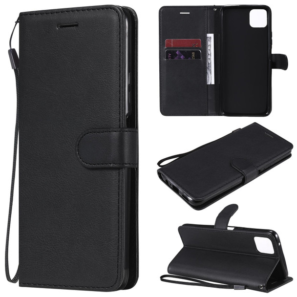 Huawei Enjoy 20 5G Solid Color Horizontal Flip Protective Leather Case with Holder & Card Slots & Wallet & Photo Frame & Lanyard(Black)