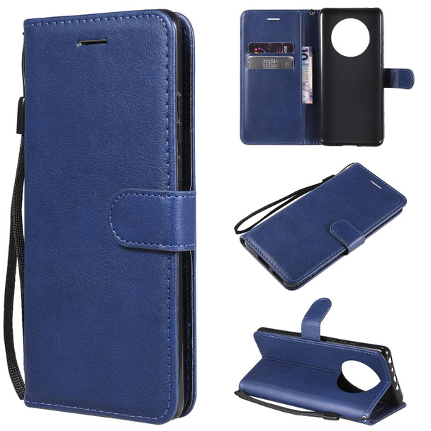 Huawei Mate 40 Solid Color Horizontal Flip Protective Leather Case with Holder & Card Slots & Wallet & Photo Frame & Lanyard(Blue)