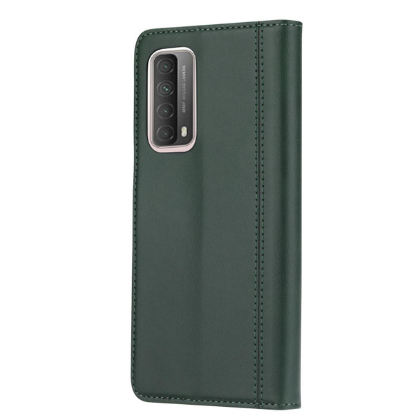 Huawei P smart 2021 Calf Texture Double Fold Clasp Horizontal Flip Leather Case with Photo Frame & Holder & Card Slots & Wallet(Green)