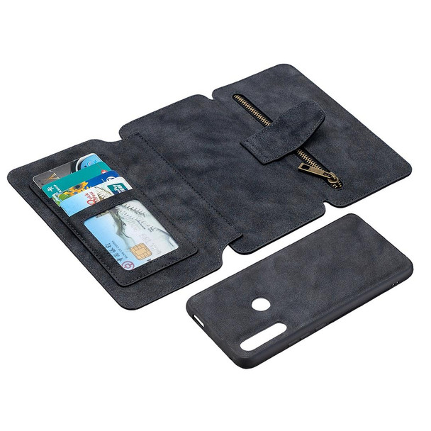 Huawei P Smart Z Detachable Frosted Magnetic Horizontal Flip Leather Case with Card Slots & Holder & Zipper Wallet & Photo Frame(Black Blue)