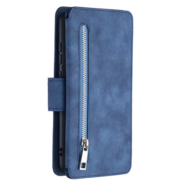 Huawei Y5p / Honor 9S Detachable Frosted Magnetic Horizontal Flip Leather Case with Card Slots & Holder & Zipper Wallet & Photo Frame(Blue)