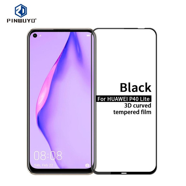 Huawei P40 Lite PINWUYO 9H 3D Curved Full Screen Explosion-proof Tempered Glass Film(Black)