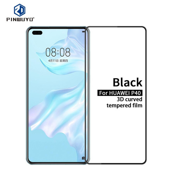 Huawei P40 PINWUYO 9H 3D Curved Full Screen Explosion-proof Tempered Glass Film(Black)