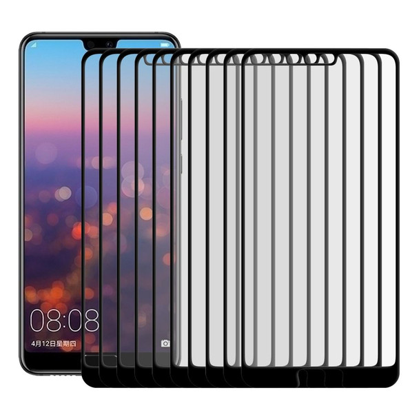 25 PCS 9H Silk Print Full Screen Full Tempered Glass Film for Huawei P20