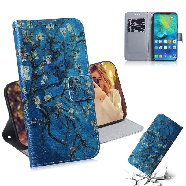 Apricot Flower Pattern Coloured Drawing Horizontal Flip Leatherette Case for Huawei Mate 20 Pro, with Holder & Card Slots & Wallet