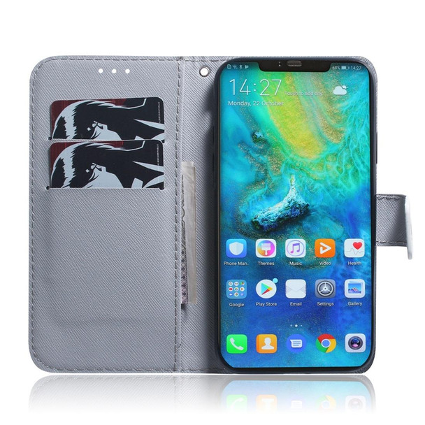 Apricot Flower Pattern Coloured Drawing Horizontal Flip Leatherette Case for Huawei Mate 20 Pro, with Holder & Card Slots & Wallet