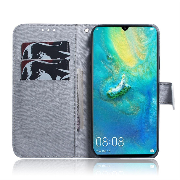 Apricot Flower Pattern Coloured Drawing Horizontal Flip Leatherette Case for Huawei Mate 20 X, with Holder & Card Slots & Wallet