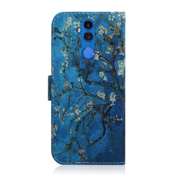 Apricot Flower Pattern Coloured Drawing Horizontal Flip Leatherette Case for Huawei Mate 20 Lite, with Holder & Card Slots & Wallet