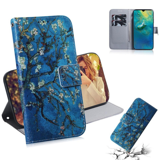 Apricot Flower Pattern Coloured Drawing Horizontal Flip Leatherette Case for Huawei Mate 20, with Holder & Card Slots & Wallet