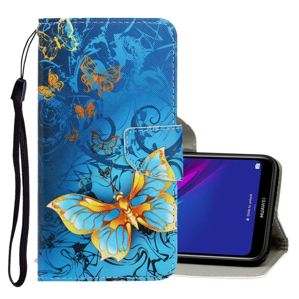 Huawei Y5 2019 3D Colored Drawing Horizontal Flip PU Leather Case with Holder & Card Slots & Wallet(Jade Butterfly)