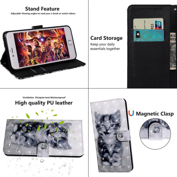 3D Painting Pattern Coloured Drawing Horizontal Flip TPU + PU Leatherette Case with Holder & Card Slots & Wallet for Huawei Y5(Smile Cat)