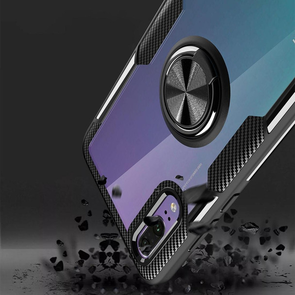 Scratchproof TPU + Acrylic Ring Bracket Protective Case - Huawei P20(Black)