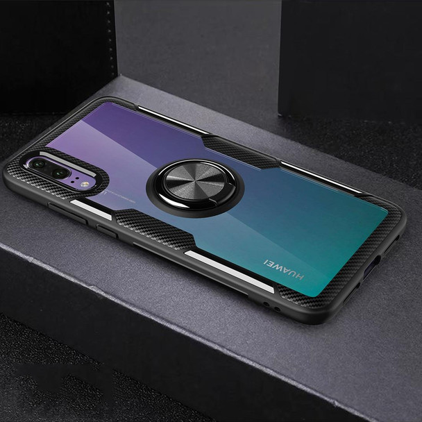 Scratchproof TPU + Acrylic Ring Bracket Protective Case - Huawei P20(Black)