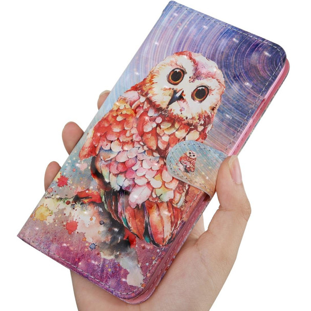 3D Painting Pattern Coloured Drawing Horizontal Flip TPU + PU Leatherette Case with Holder & Card Slots & Wallet - Huawei Y6 2019 / Y6 Pro 2019 /  Honor Play 8A(Color Owl)