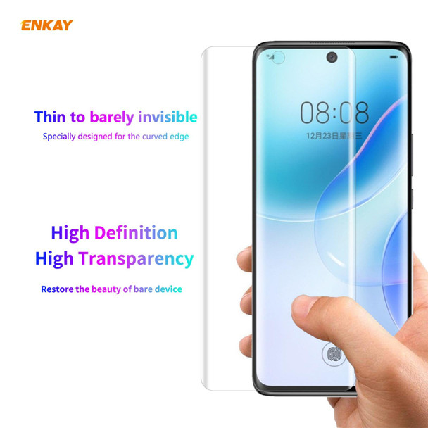 Huawei Nova 8 2 PCS ENKAY Hat-Prince 3D Full Screen PET Curved Hot Bending HD Screen Protector Soft Film Support Fingerprint Unlock