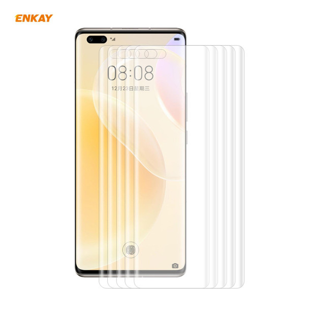 Huawei Nova 8 Pro 5 PCS ENKAY Hat-Prince 3D Full Screen PET Curved Hot Bending HD Screen Protector Soft Film Support Fingerprint Unlock