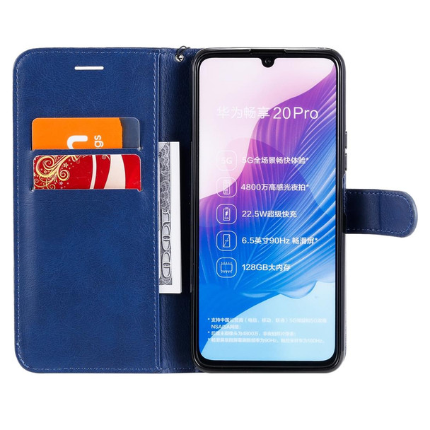 Huawei Enjoy Z Solid Color Horizontal Flip Protective Leather Case with Holder & Card Slots & Wallet & Photo Frame & Lanyard(Blue)