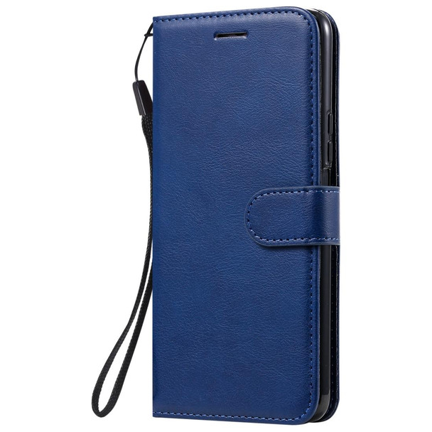 Huawei Enjoy Z Solid Color Horizontal Flip Protective Leather Case with Holder & Card Slots & Wallet & Photo Frame & Lanyard(Blue)