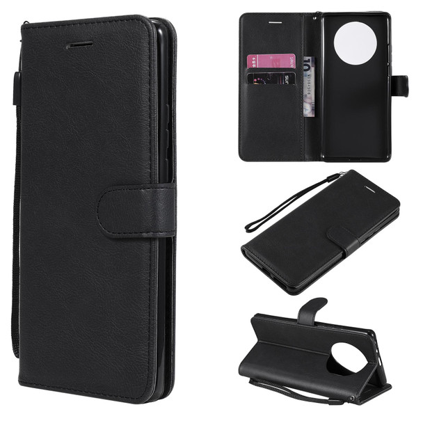 Huawei Mate 40 Pro Solid Color Horizontal Flip Protective Leather Case with Holder & Card Slots & Wallet & Photo Frame & Lanyard(Black)