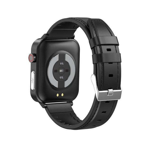 E86 1.7 inch TFT Color Screen IP68 Waterproof Smart Watch, Support Blood Oxygen Monitoring / Body Temperature Monitoring / AI Medical Diagnosis, Style: Leatherette Strap(Black)