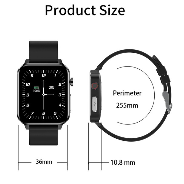 E86 1.7 inch TFT Color Screen IP68 Waterproof Smart Watch, Support Blood Oxygen Monitoring / Body Temperature Monitoring / AI Medical Diagnosis, Style: Leatherette Strap(Black)