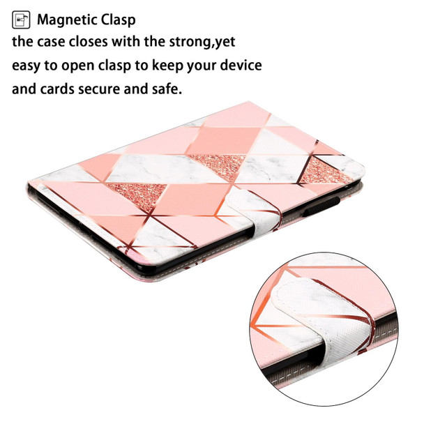 Cross Texture Painted Smart Leatherette Tablet Case - iPad mini 6(Pink Marble)