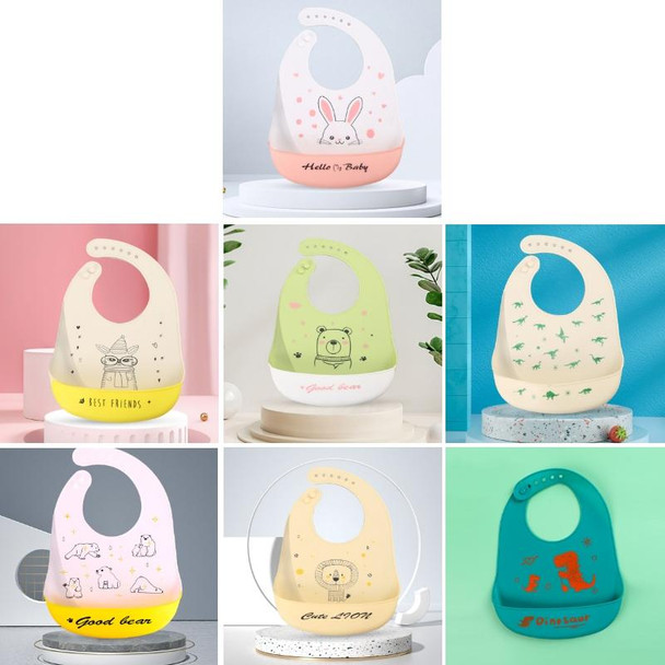 Baby Oil Spray Waterproof Silicone Bib Ultra-thin Saliva Towel, Pattern: Rabbit BATT2