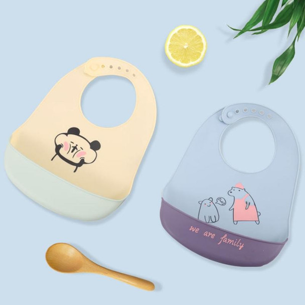 Baby Oil Spray Waterproof Silicone Bib Ultra-thin Saliva Towel, Pattern: Rabbit Glasses 2