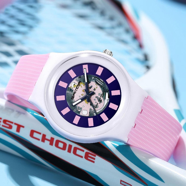 SANDA 3207 Fashion Waterproof  Electronic Sports Watch(White+Pink)